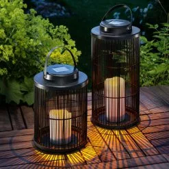 Solar Dekoleuchten 2er Set Gartenlampe Laterne Außen Solarleuchte Esotec 102162