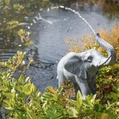 Wasserspeier Elefant + Solar Teichpumpe 12 Watt Wasserspiel Esotec 101654