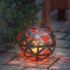 Metall Solarkugel Bahira 18cm Garten Deko LED Solarleuchte Esotec 102836