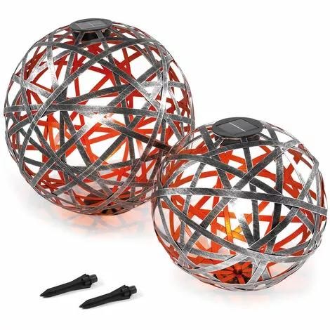 ESOTEC Metall Solarkugel Bahira 2er-Set 30 & 40 Cm Garten Deko LED Solarleuchte 2 ESOTEC Metall Solarkugel Bahira 2er-Set 30 & 40 Cm Garten Deko LED Solarleuchte – Bild 2