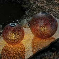 ESOTEC Metall Solarkugel Basima 2er-Set 30 & 40 Cm Garten Deko LED Solarleuchte