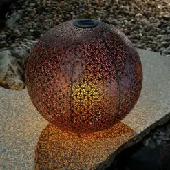 Metall Solarkugel Basima 40cm Garten Deko LED Solarleuchte Esotec 102844