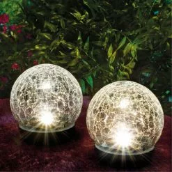 Solar Glaskugel 2er-Set Kristallzauber 15 Cm Warmweiß Garten Esotec 102434