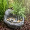 230 V Garten Dekobrunnen Mit Warmweißen LED Licht Zierbrunnen Vogeltränke Polyresin Grau - 42 X 32 X 17 Cm - Esotec 101456
