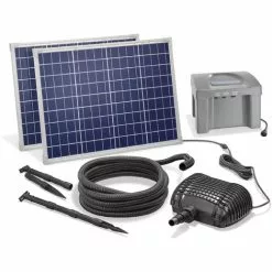 Solar Bachlaufpumpe 100W 2500l + Akku Teich Solarpumpe Wasserfall Esotec 101084