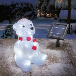 Solar Leuchtbär Winterdekoration Weihnachtsdeko Außenbeleuchtung, Esotec 102123