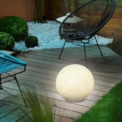 Solar Leuchtkugel 40cm Steinoptik Solarlampe Gartenleuchte Granit, Esotec 106021