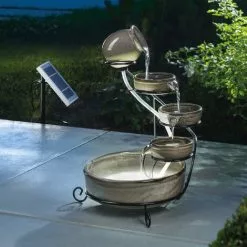 Solar Kaskadenbrunnen Mit Akku + LED Springbrunnen Gartenbrunnen Esotec 101300 -ESOTEC Geschäft 7942400 3